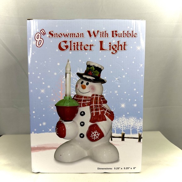 Vintage Nostalgia Snowman with Glitter Light 8". - Picture 1 of 7